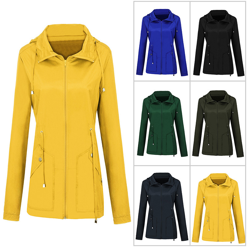 

Plus Size Women Waterproof Jackets Autumn Spring Outdoor Leisure Hooded Coat And Jacket Female Waterproof Rain Windbreaker Y313, Aqua blue
