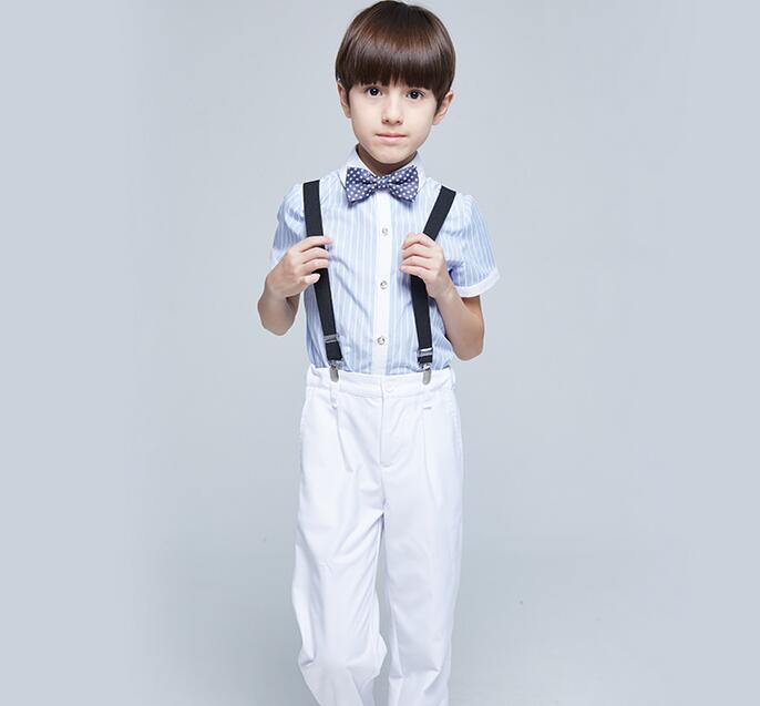 

Boys Blue Stripes Blazer 4 pcs /set Wedding Suits for Boy Formal Dress Suit Prom Suits Toddler Boys Blazers