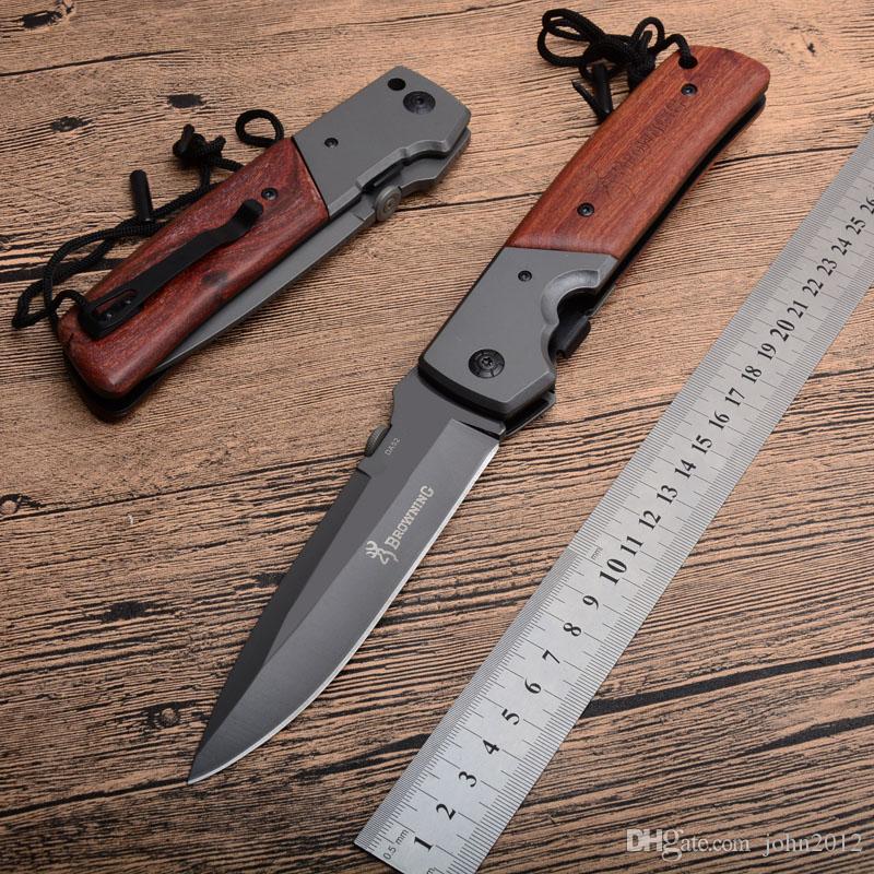 

Large Size Browning DA52 Titanium Tactical Folding Knife 3Cr13 Wood Handle Outdoor Camping Hunting Survival Pocket Utility EDC fishing tools
