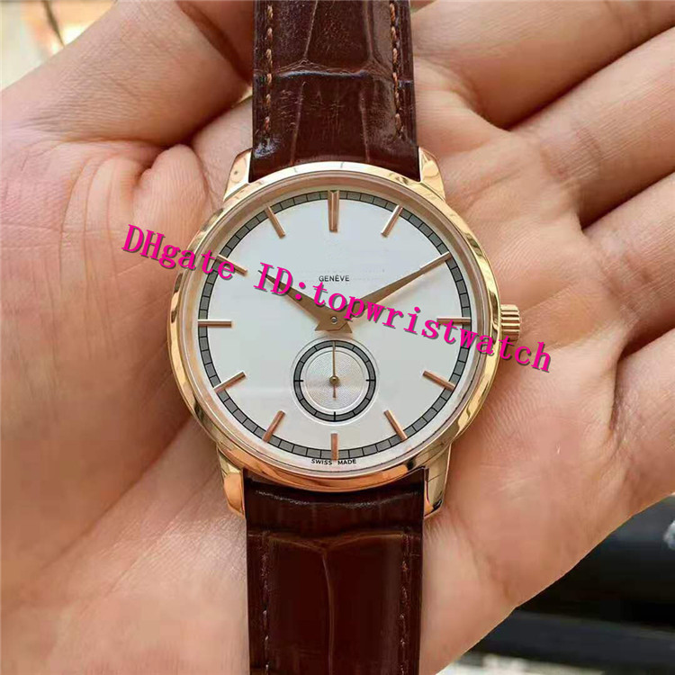 Top Extra-mince classique Luxe Mens Watch Cal.4400 à remontage manuel mécanique 18 K Or Rose Casual Montre Saphir Cristal Bracelet En Cuir