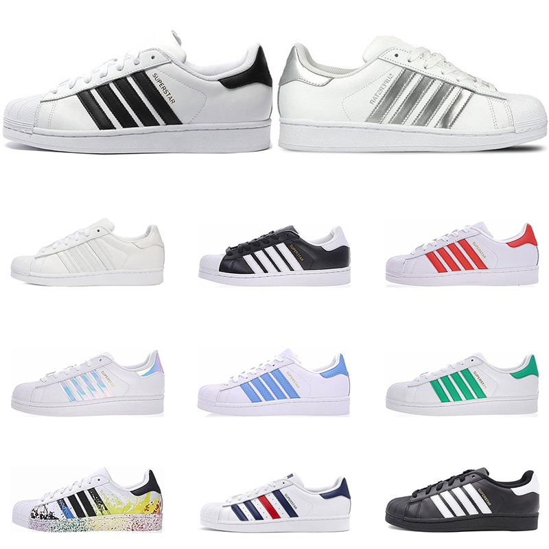 

2022 Hot fashion Original Superstar Running shoes Men Women Hologram Iridescent white red blue green laser Outdoor Sport leather Casual Shoes size 36-45, 11