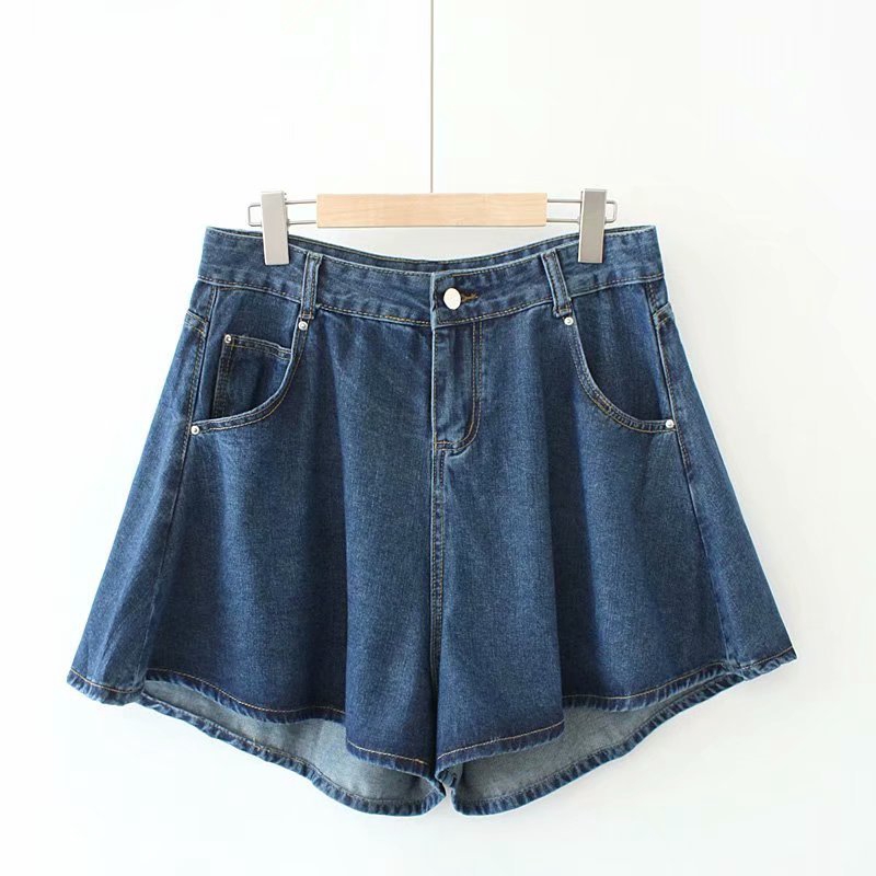 

Plus Size -4XL Wide Leg Shorts Casual High Waist Denim Shorts, Blue