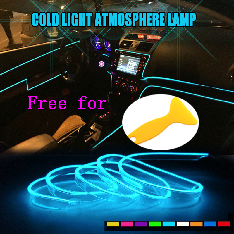 

LED Car Light 5m Car Interior Mouldings DIY Atmosphere Light Dash Board Console Door LED Ambient Strip Accessories