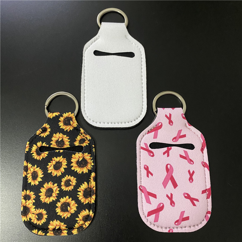 

Neoprene Hand Sanitizer Bottle Holder Lipstick Holder Keychain Bags For 30ML Perfume Hand Washing Fluid Bottle White for Sublimation Print