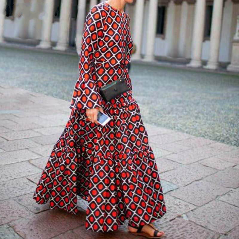 

Maternity Gown Autumn Spring Long Sleeve O Neck Dress Casual Loose Beach Party Bohemian Sundress Maternity Vestidos 5XL, Red
