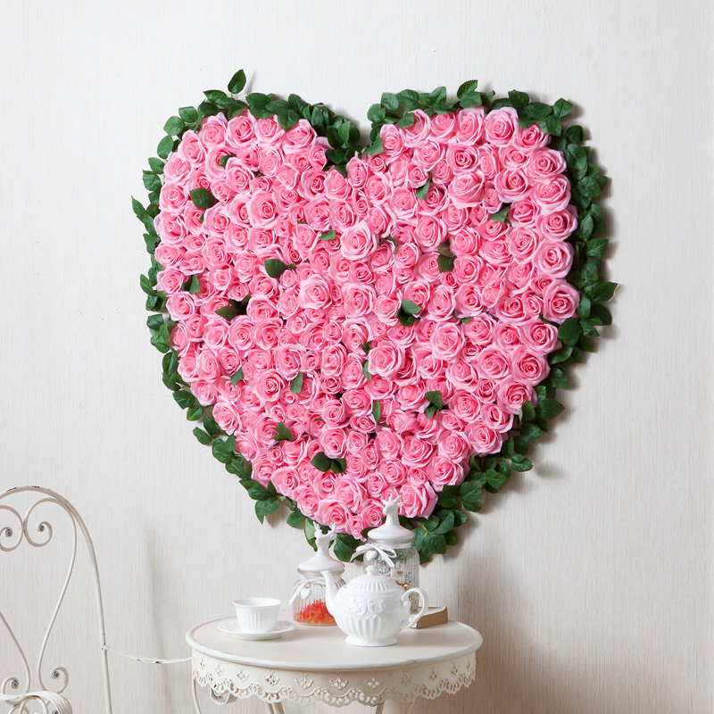 

HVAYI Artificial Heart-shaped rose garland DIY home decor Valentine's day gift flower row wedding arch decoration bride bouquet, 02