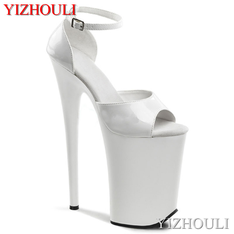 

The classic style of summer women's stiletto 23 cm ultra high heel, sexy stage show 9 inch model nightclub show sandals, Black
