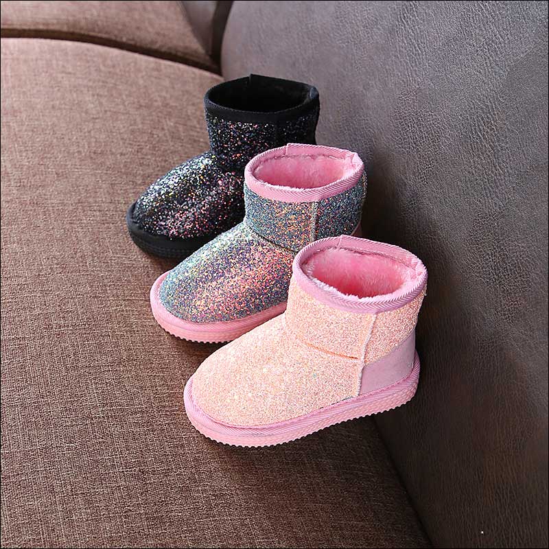 

Classic Snow Boots Kids Winter 2019 New Girls Warm Fur Shoes Boys Thick Snow Boots Toddler Children Ankle Botas Footwear #7, Black;grey