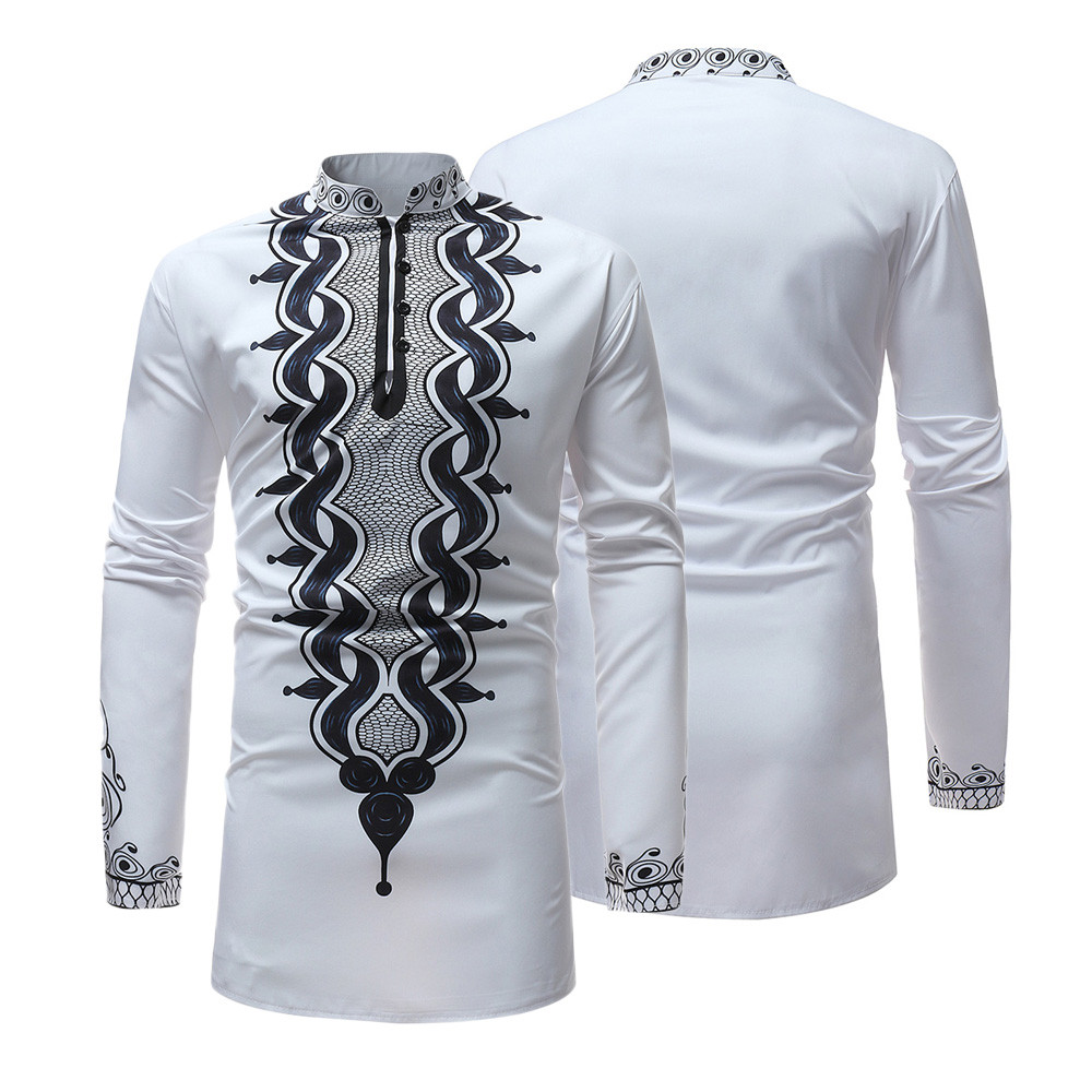 desire 35# DROPSHIP 2018 New Arrival Fashion Men's Shirts Autumn Winter Luxury African Print Long Sleeve Dashiki Shirt Top