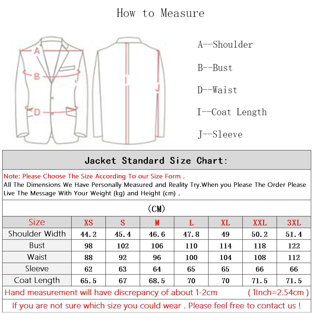 Slim Fit Suit Size Chart