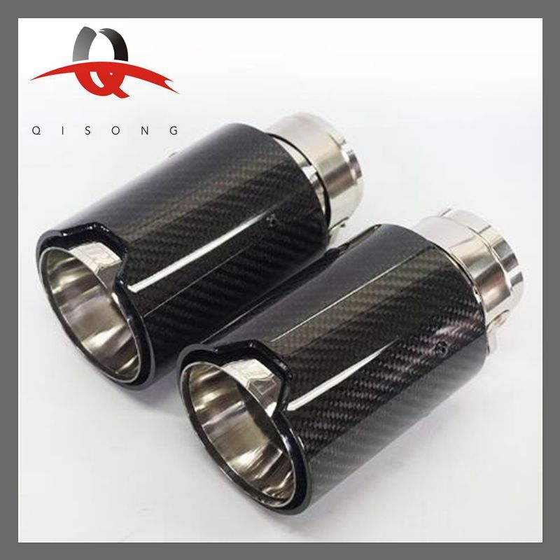 

QISONG - For M2 M3 M4 Cars Refitted Bright Black Carbon Fibre Exhaust Muffler Tail Tubes Performance Exhaust Pipe For