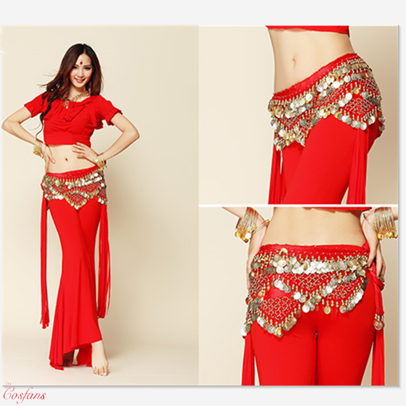 

New Style coins belly dance waist chain hip scarf bellydance belt, 9 colors Tassels Dance Belt Carnival Costume, As shown