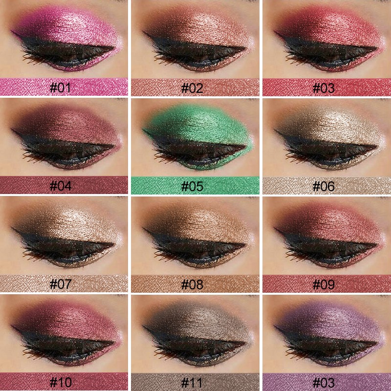 

Portable 12 Colors/Set Metalliic Shiny Smoky Eyes Eyeshadow Waterproof Glitter Powder Glitter Eyeliner and eyeshadow #ZF