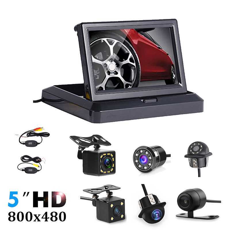 

Foldable 5" TFT LCD HD800*480 Screen Car Monitor Reverse Parking monitor with 2 video input,Rearview camera (optional)