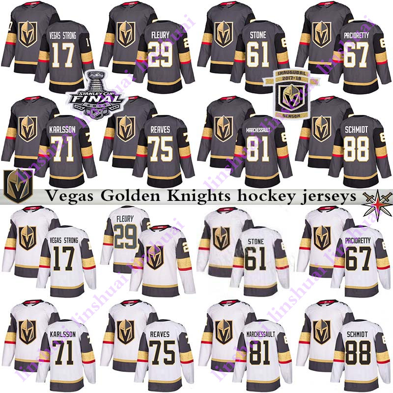 

Mens Kids Women 2019 Vegas Golden Knights jersey 29 Marc Andre Fleury 61 Mark Stone 75 Ryan Reaves 71 William Karlsson hockey jerseys, Black;red