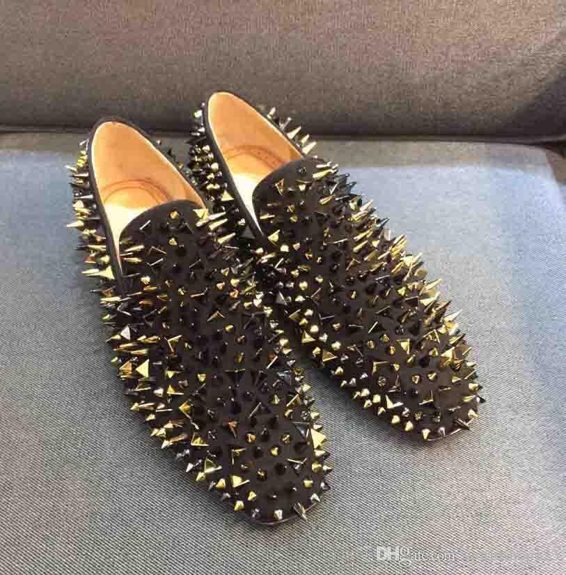 Design élégant fête de mariage Hommes Robe Pik Pik clouté rouge Bas Mocassins Brillant Affaires Hommes Casual Chaussures de marche Oxford 38-46