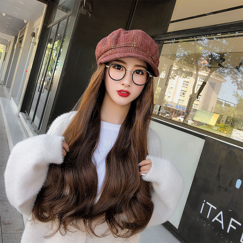 2020 New Women Long Hair Hat Female Autumn Winter Fashion Caramel
