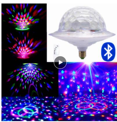 E27 6W LED Rotating RGB Bulb Crystal Ball Light Party Stage DJ Disco Lamp