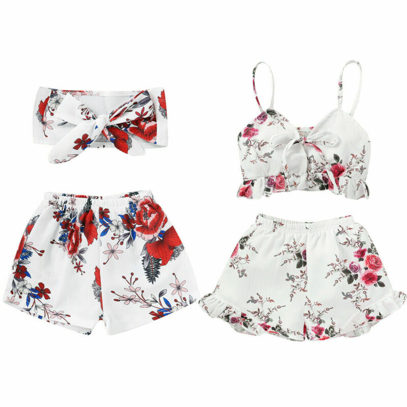 

Pudcoco 2020 2PCS Kids Baby Girls Flower Bowknot Vest Tops Shorts Pants Outfit Summer New Fashion Children Clothes For Girls