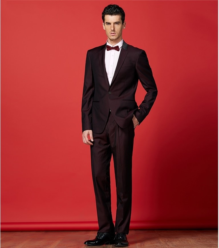 

New Style Wedding Tuxedos Slim Fit Suits For Men Groomsmen Suit Two Pieces Cheap Prom Formal Suits (Jacket+Pants+Tie) 036, Same as image