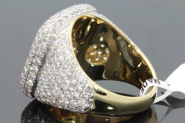 

hot selling new 18 k gold full diamond mens ring european and american color micro inlay female ring wholesale size 612