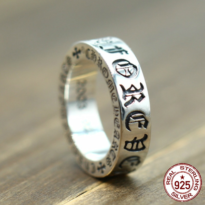 

100% s925 sterling silver man woman ring personality fashion punk jewelry simple cross letter styling to send lover gift hot 2021