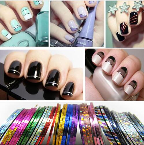 

All for Nail 30Pcs/set Striping Tape Line Nail Art Decoration Sticker DIY Nail Stickers Mix Color Rolls