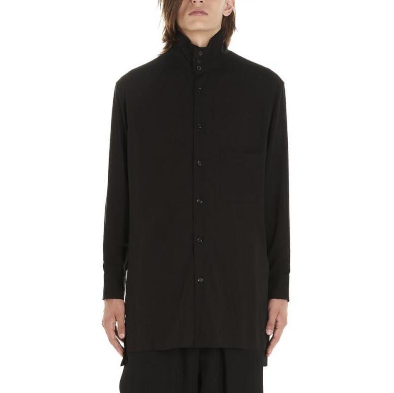 

S-5XL 2020 New Men's clothing GD Hair Stylist fashion long sleeve Shirt Stage plus size singer costumes, Black