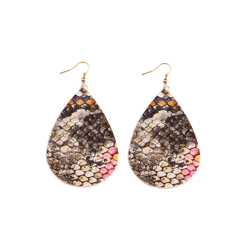 

Snakeskin Print Patterns Teardrop Leather Earrings for Women Fall Color Waterdrop Statement Earrings Fall Color Jewelry