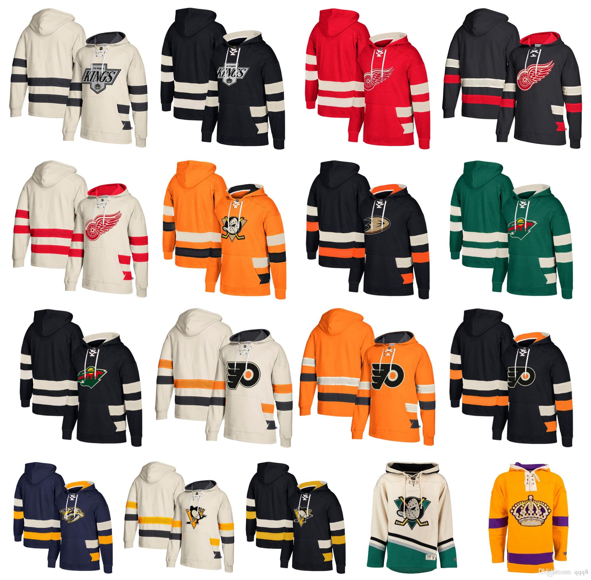 

Custom Hockey Hoodie Pullover Pittsburgh Penguins New York Rangers Philadelphia Flyers Predators Wild Anaheim Ducks Detroit Red Wings, As pic