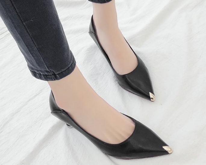 

2019 Women's shoes in Spring and Autumn with New style High heel fine heel pointed end @2502, Black