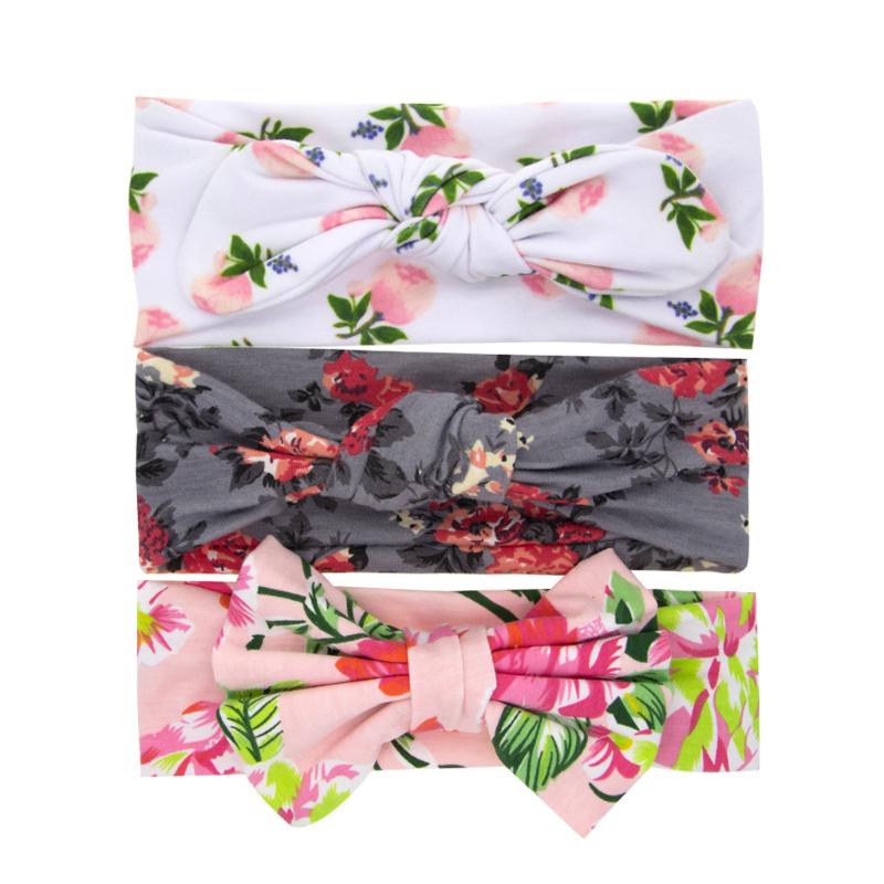 

TELOTUNY baby girl 3PC Toddler Kids bandana Elastic bow printing Headband Accessories headdress baby hairband flower 2020apr