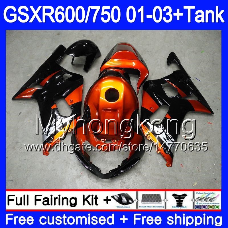 

+Tank For SUZUKI GSX-R750 GSXR 750 600 K1 GSXR600 01 02 03 294HM.0 GSX R600 R750 GSXR-600 GSXR750 2001 2002 2003 Fairings Gloss Orange black, No. 1