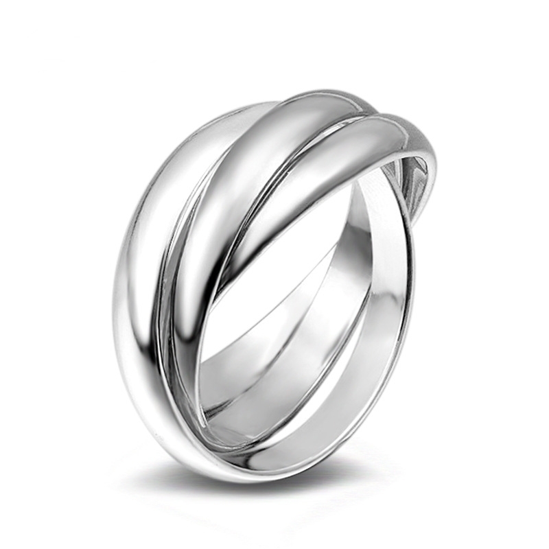 

OMHXZJ Wholesale Personality Band Rings Fashion OL Woman Girl Party Wedding Gift Silver Three Circles 925 Sterling Silver Ring RN276