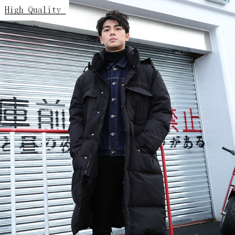 

Plus Size Winter Coat Men Brand Warm 90% Duck Down Jacket 2020 Korean Long Thick Down Coat Parkas Hiver Overcoat 981071, Black