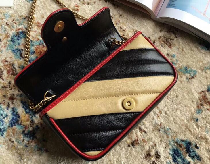 

Quality 574969 17.5cm Marmonts diagonal matelasse Leather Super Mini Shoulder Bag,Cerise leather trim,with Dust Bag Free Shipping, 574969 17.5cm_03
