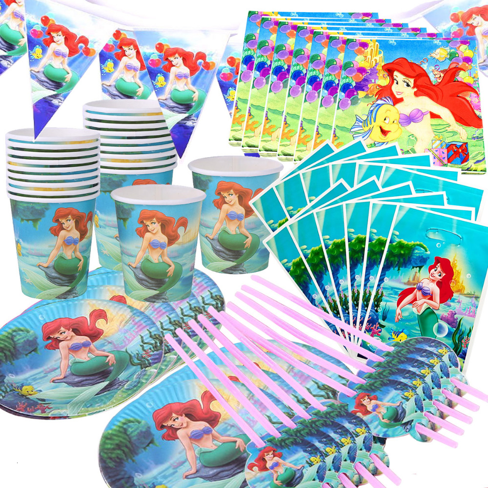 2019 20 Person Happy Birthday Mermaid Ariel Girls Baby Shower