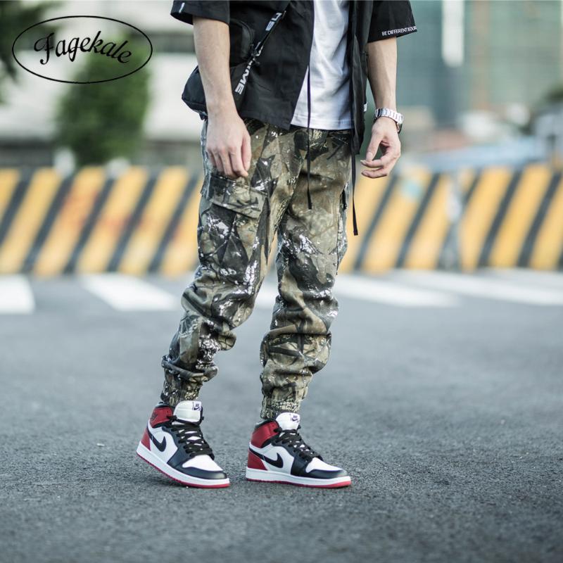 

2020 new jungle dead tree camouflage pants male tide skateboard overalls male tide feet pants casual beam casual trend, Green