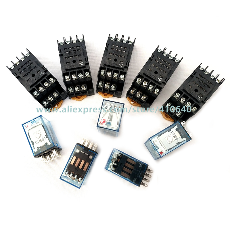 5 Pieces Top Quality MY4N-J MY4NJ intermediate relay 220V/24V AC with good quality Socket Base Other Voltage in Large Stock-image-463760061