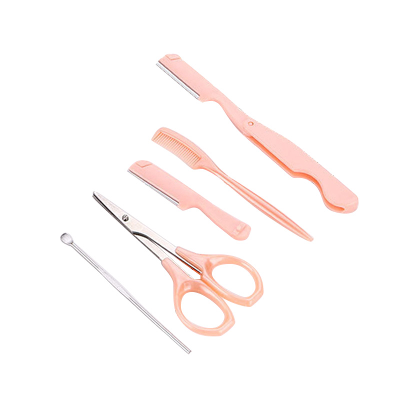 

3/5 Set Eyebrow Razor Trimmer Blade Shaver Knife Women's Makeup Facial Lip Hair Removal Scraper Scissors Ear Spoon Tool Kit