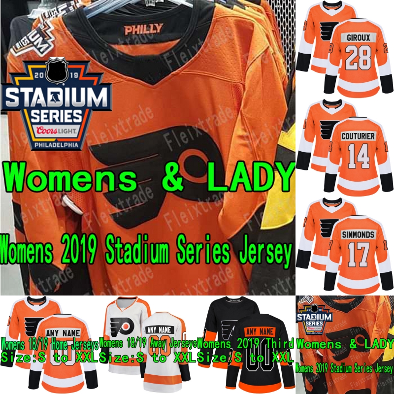 

Womens Philadelphia Flyers 2019 Stadium Series Jersey Claude Giroux Brian Elliott Sean Couturier Carter Hart Travis Konecny Wayne Simmonds, Womens 18/19 home jerseys