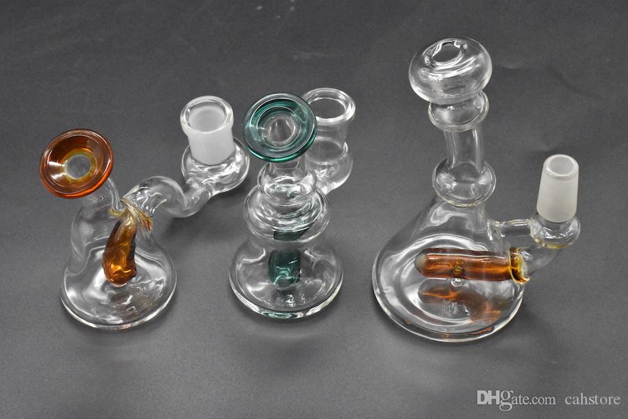 Mini Pocket verre Bongs recycleur huile Rigs eau en verre Pipes pipe Livraison gratuite Bong narguilés Shisha joint 14mm