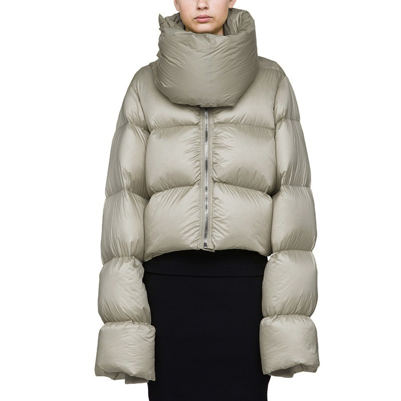 

Women Windproof High Collar Warm Loose White Duck Down Jacket 2018 Fashion Short Winter Jacket Coat Female Feather Parka Ls171, Black