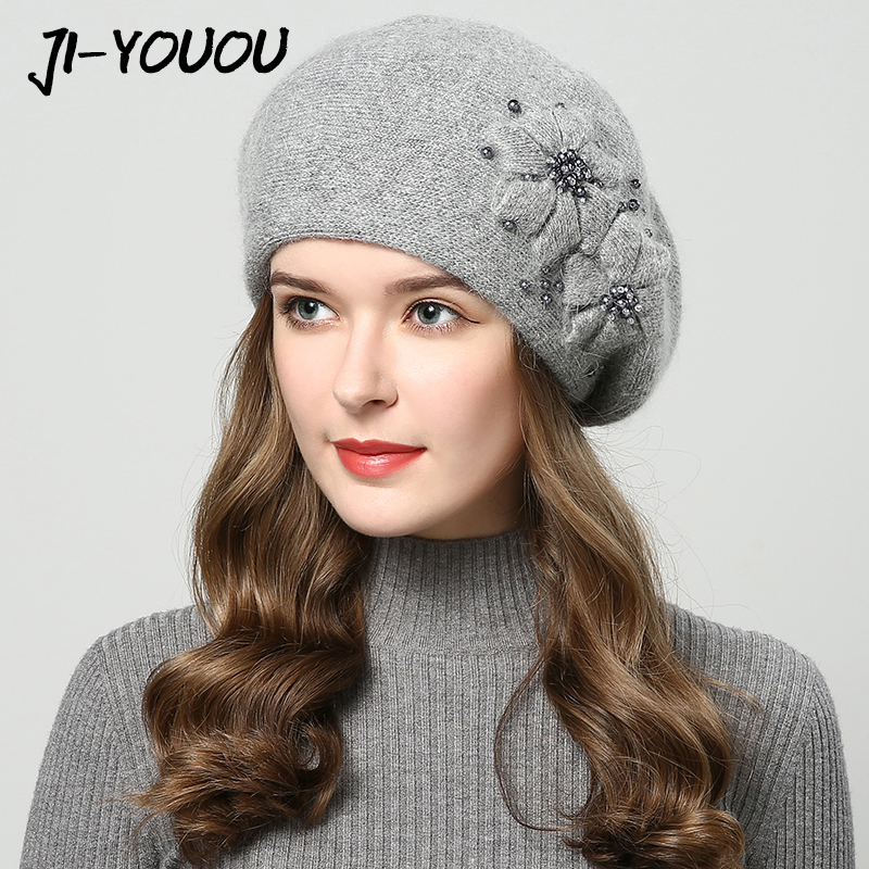 2018 winter hats for women hat with rhinestones rabbit fur hats for women's knitted hat beanie Thicker Women's cap beanies S18120302