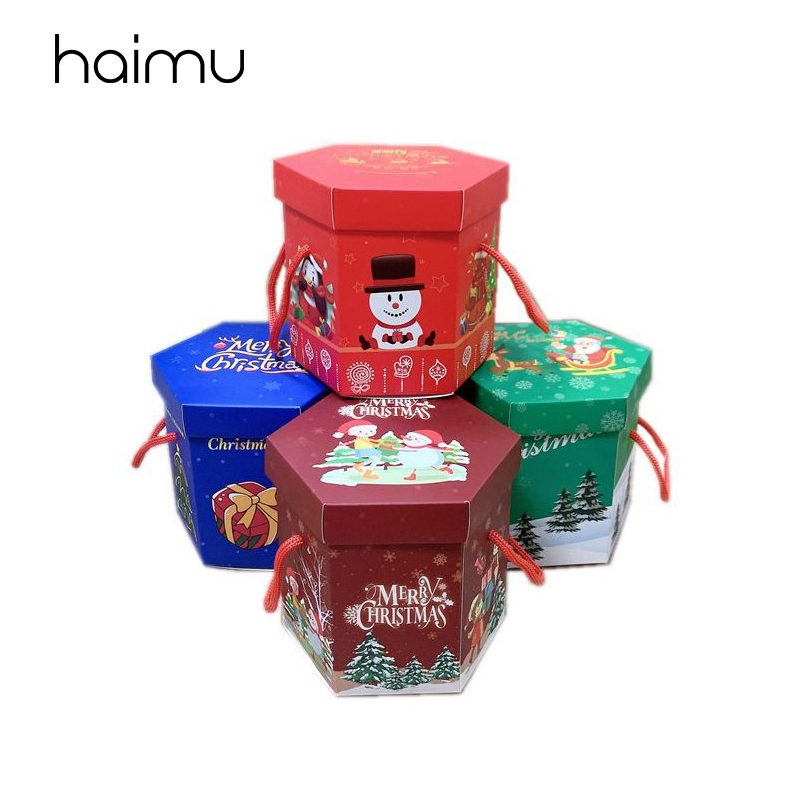 

10pcs Creative Hexagonal Box Packaging Apple Gift Box Christmas Eve Decoration Gifts Package Apple Candy Boxes