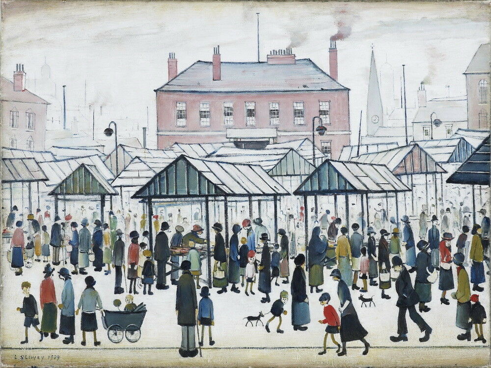

L.S. Lowry Market Scene Home Decor Handpainted &HD Print Oil Painting On Canvas Wall Art Canvas Pictures 191113