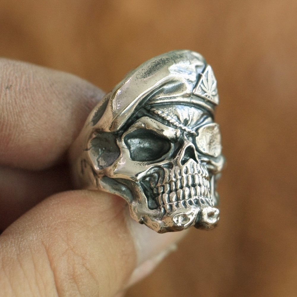 New Solid 925 Sterling Silver Ring Punk Crâne humain anneau réglable taille 6