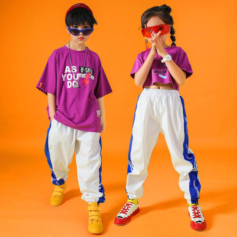 

Children competition Ballroom Jazz Dance Costumes hip-hop Clothing Boys Modern Dance Stage wear Concert Costumes Street Outfits, Purple