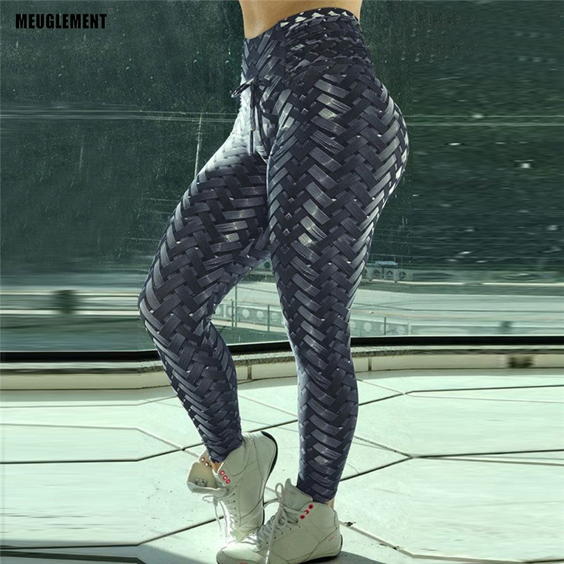 

New Black Weaving Printed Tie Women Fitness Leggings Push Up Workout Leggings Elastic Female Sporting Leggins gothic Pants