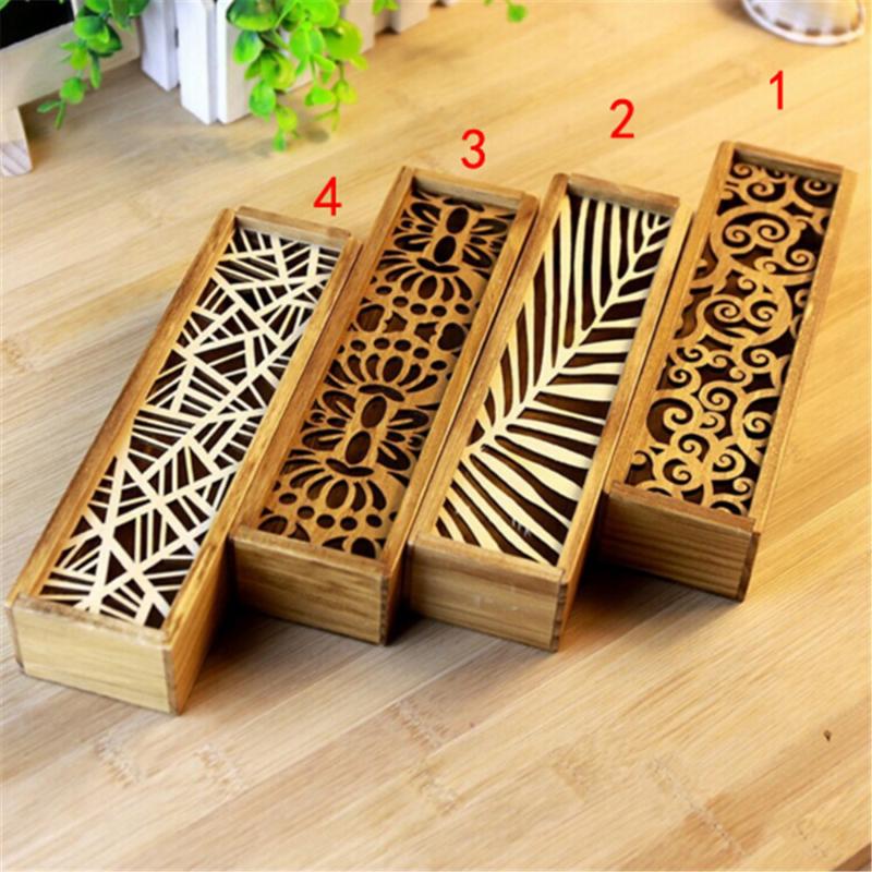 

Convenient Hollow Wood Pencil Case Storage Box Wooden Box Pencil holder School Gift